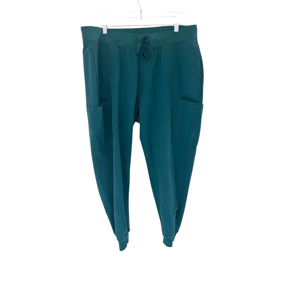 Mandala Women's Caribbean Blue  9 Pocket Joggers‎ Scrub Pants Size XL Petite